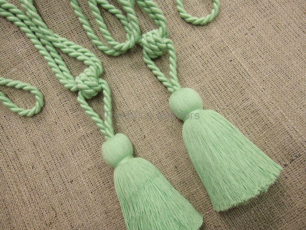 2 Curtain tassel tie backs Cotton tasselled tieback ropes with single